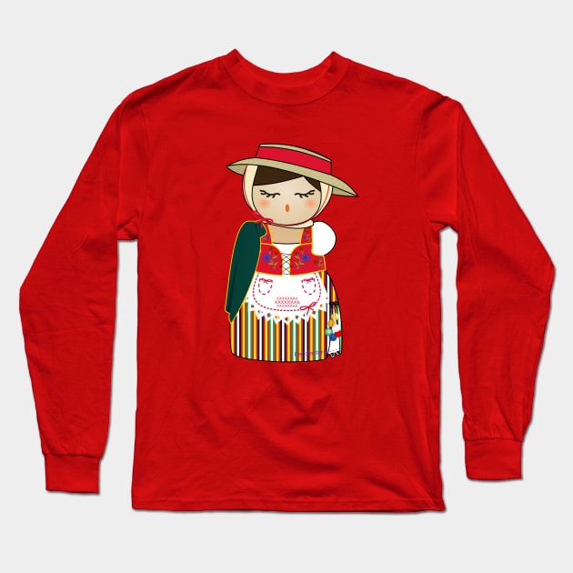 Kokeshi Canary doll Long Sleeve T-Shirt by Pendientera